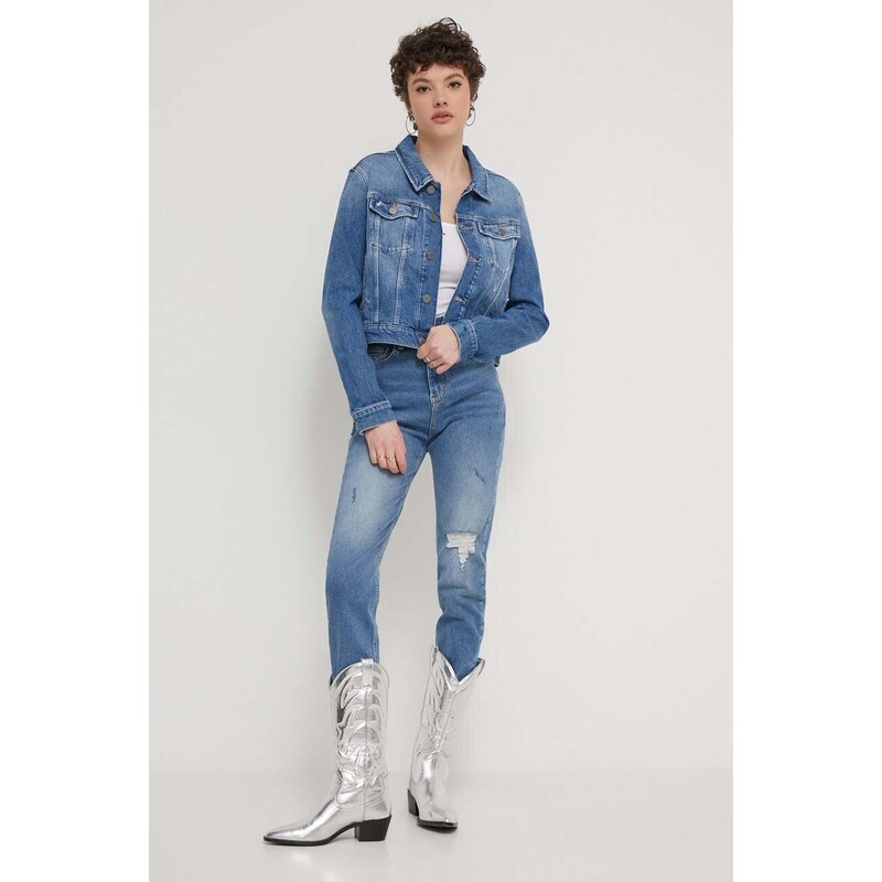 Džínová bunda Tommy Jeans dámská, přechodná, DW0DW17653