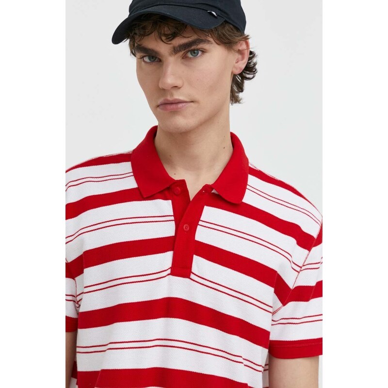 Bavlněné polo tričko Tommy Jeans červená barva, DM0DM18921