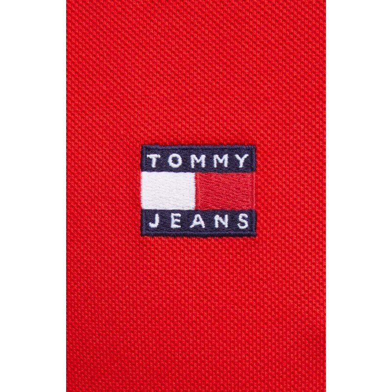 Bavlněné polo tričko Tommy Jeans červená barva, DM0DM18314