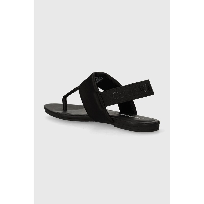 Sandály Calvin Klein Jeans FLAT SANDAL TOEPOST DC dámské, černá barva, YW0YW01344