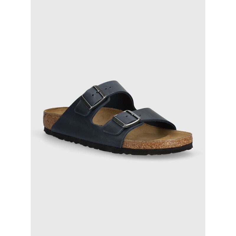 Kožené pantofle Birkenstock Arizona dámské, tmavomodrá barva, 1027072