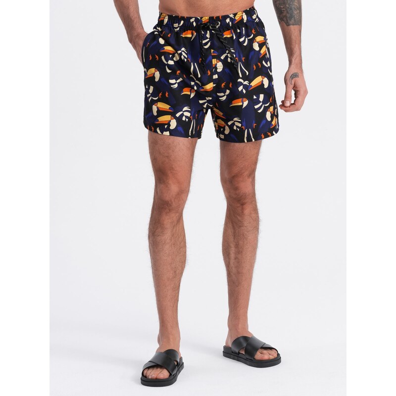 Ombre Clothing Pánské plavecké šortky Toucan - černo-modré V1 OM-SRBS-0140