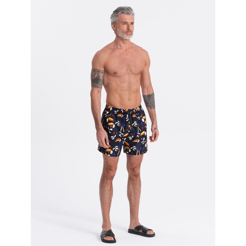 Ombre Clothing Pánské plavecké šortky Toucan - černo-modré V1 OM-SRBS-0140