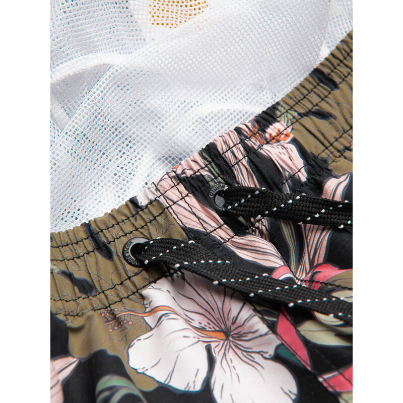 Ombre Clothing Pánské květované plavecké šortky - černé V3 OM-SRBS-0140