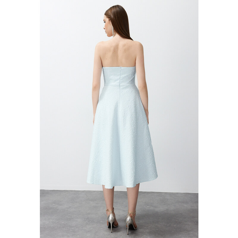 Trendyol Blue Waist Drop/Skater Elegant Evening Dress