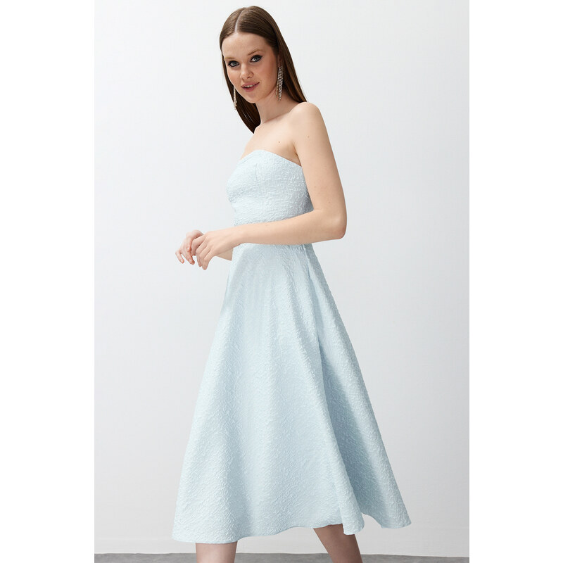 Trendyol Blue Waist Drop/Skater Elegant Evening Dress