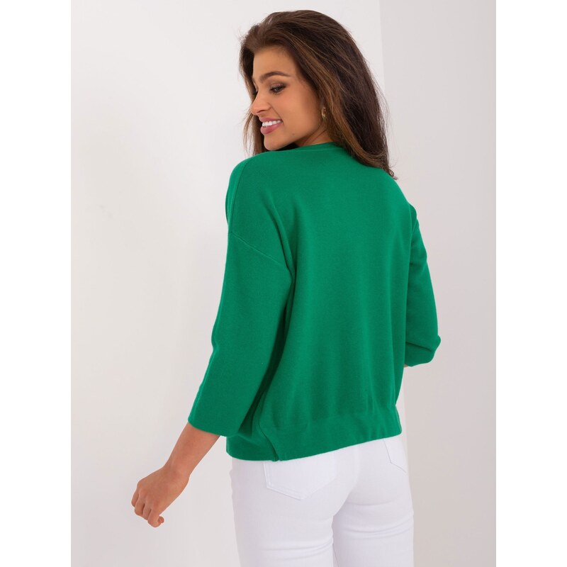Fashionhunters Zelený dámský svetr na zip
