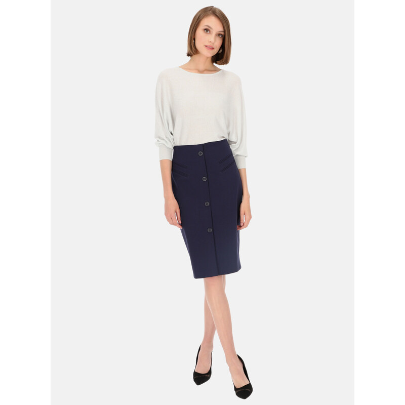 Potis & Verso Woman's Skirt Venta Navy Blue