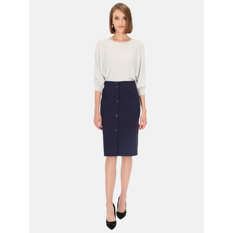 Potis & Verso Woman's Skirt Venta Navy Blue