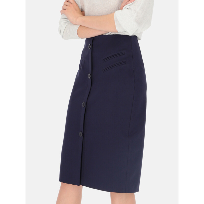 Potis & Verso Woman's Skirt Venta Navy Blue