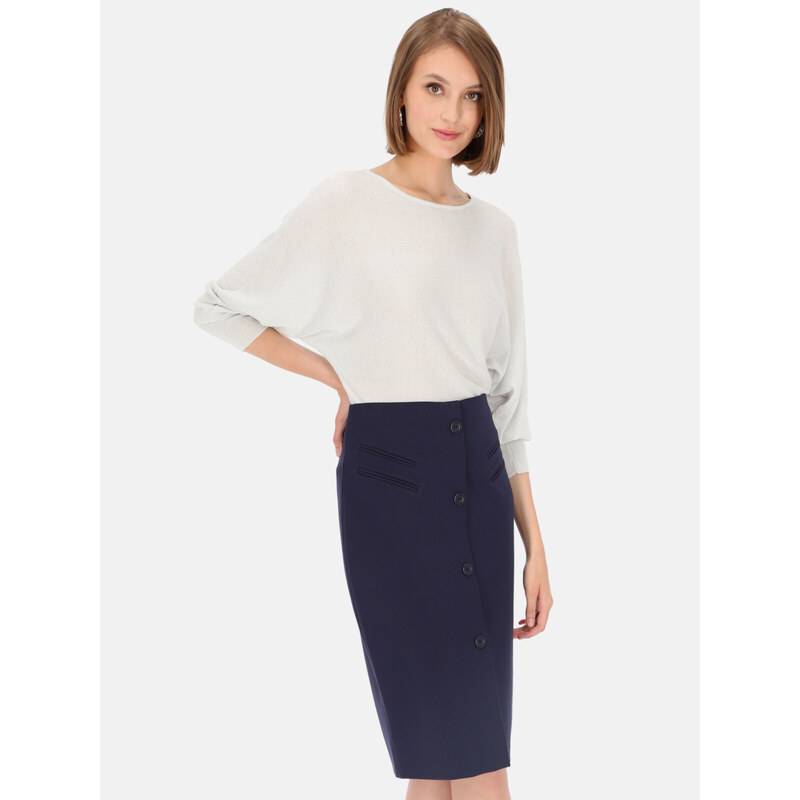 Potis & Verso Woman's Skirt Venta Navy Blue