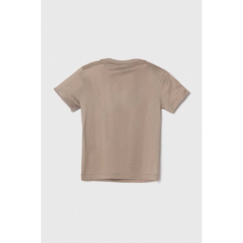 Bavlněné tričko Emporio Armani hnědá barva, s aplikací