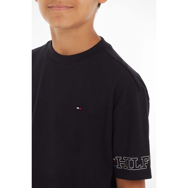 Dětské bavlněné tričko Tommy Hilfiger černá barva