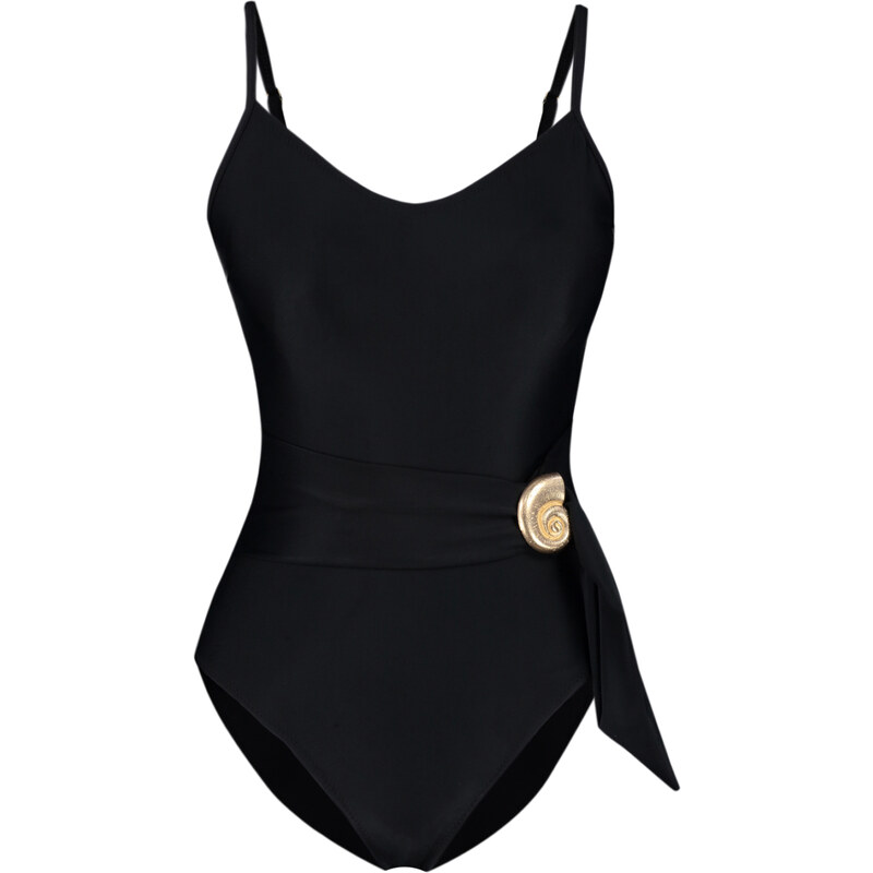Trendyol Black Belted U-Neck Regular Swimsuit with Accessories