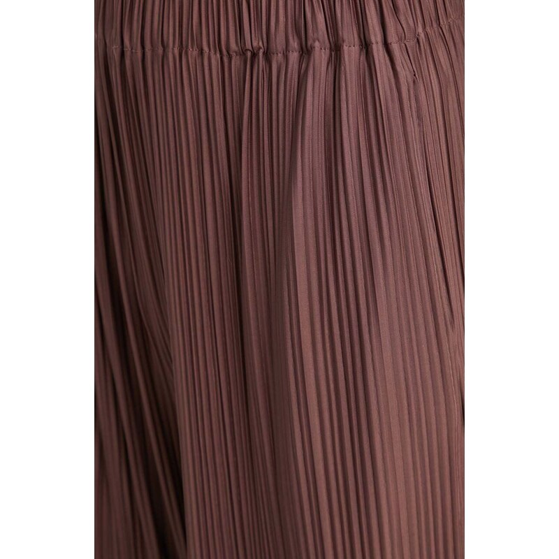 Kalhoty Samsoe Samsoe UMA dámské, hnědá barva, široké, high waist, F21200187