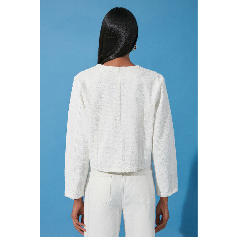 Trendyol White Button Detailed Denim Jacket