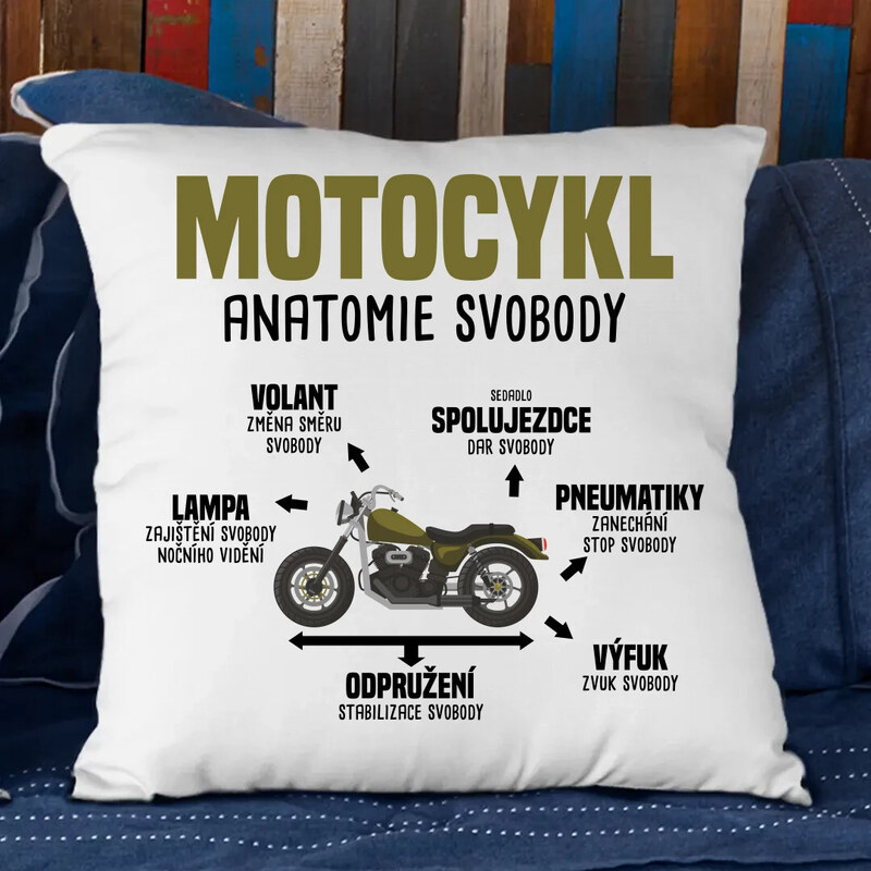 Garibald Motocykl anatomie svobody - polštář s potiskem