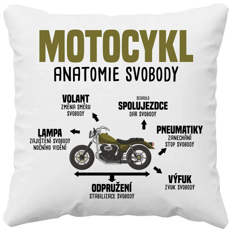 Garibald Motocykl anatomie svobody - polštář s potiskem