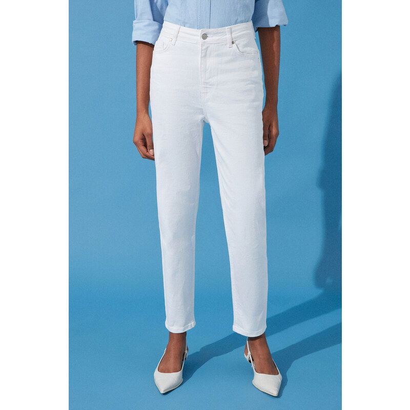 Trendyol White More Sustainable High Waist Mom Jeans