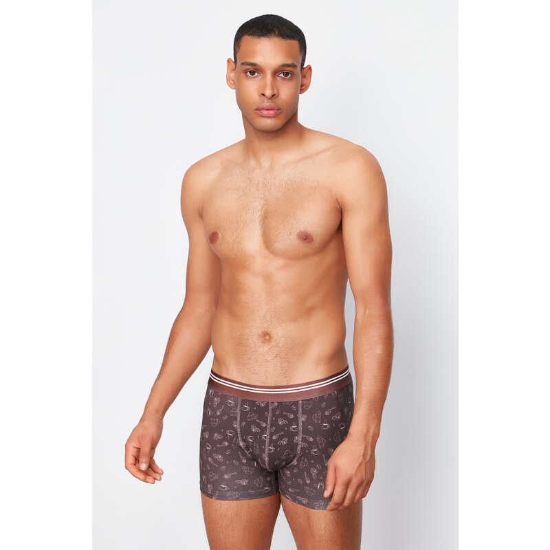 Trendyol 5-Pack Brown Minimal Printed Cotton Boxer