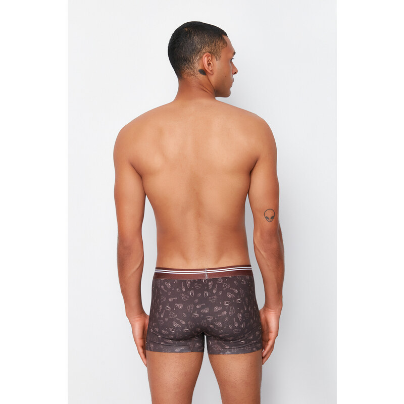 Trendyol 5-Pack Brown Minimal Printed Cotton Boxer