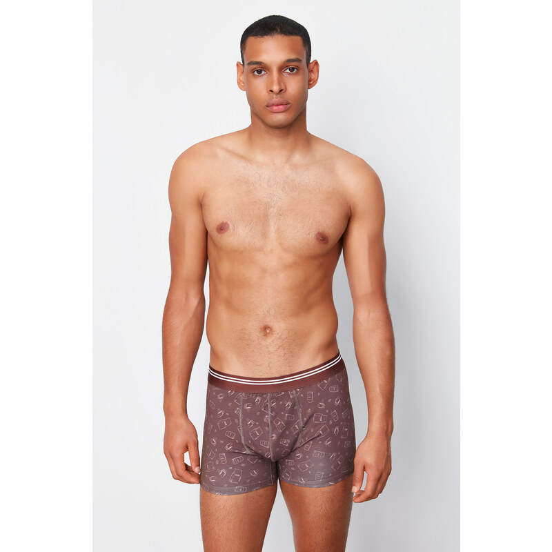 Trendyol 5-Pack Brown Minimal Printed Cotton Boxer