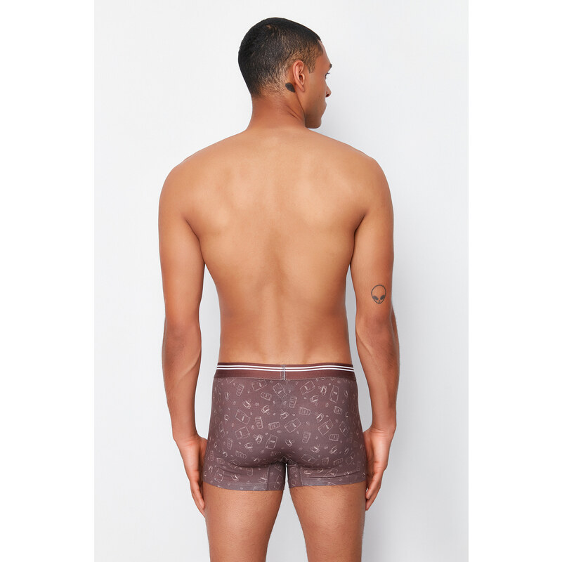 Trendyol 5-Pack Brown Minimal Printed Cotton Boxer