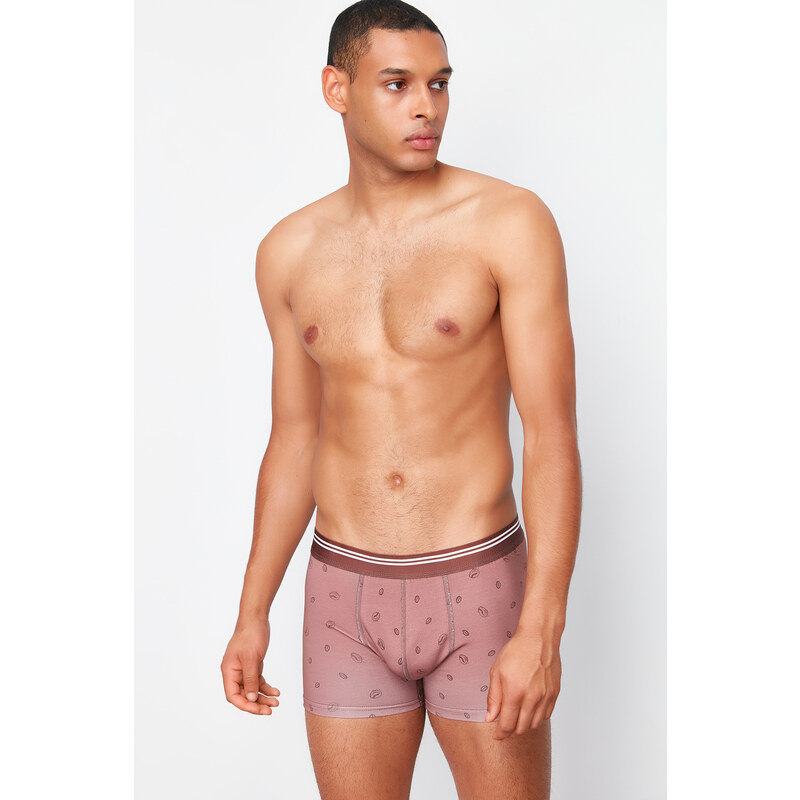 Trendyol 5-Pack Brown Minimal Printed Cotton Boxer