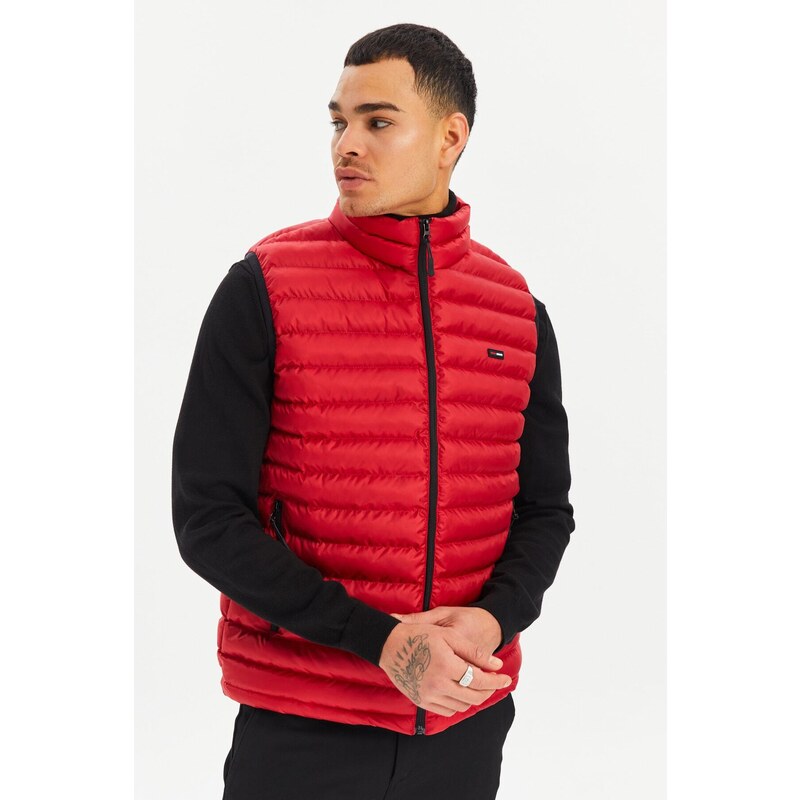 River Club Men's Lined Water And Windproof Red Puffer Vest