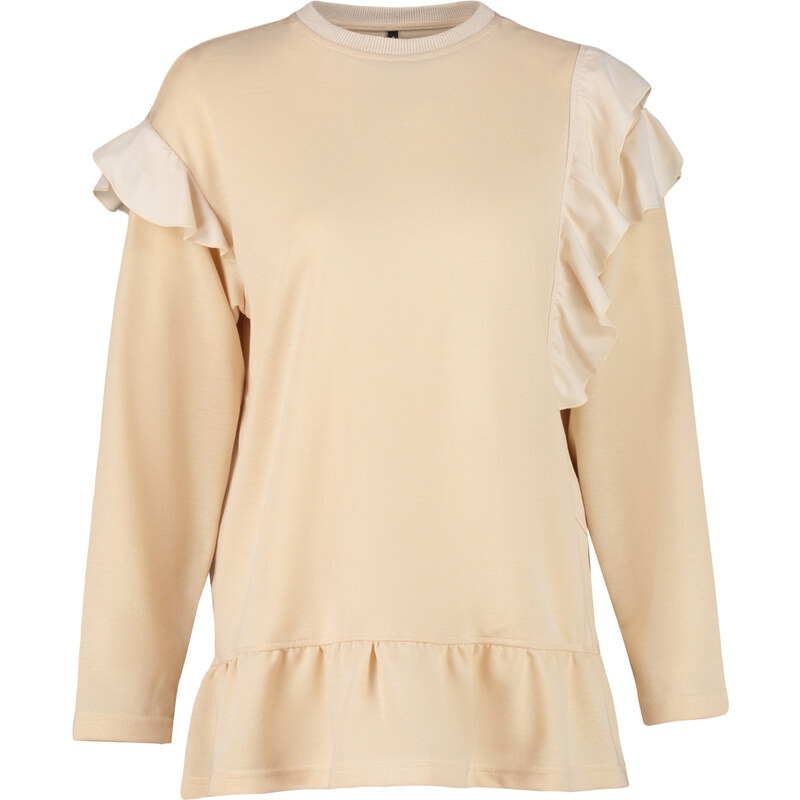 Trendyol Beige Ruffle Detailed Knitted Tunic