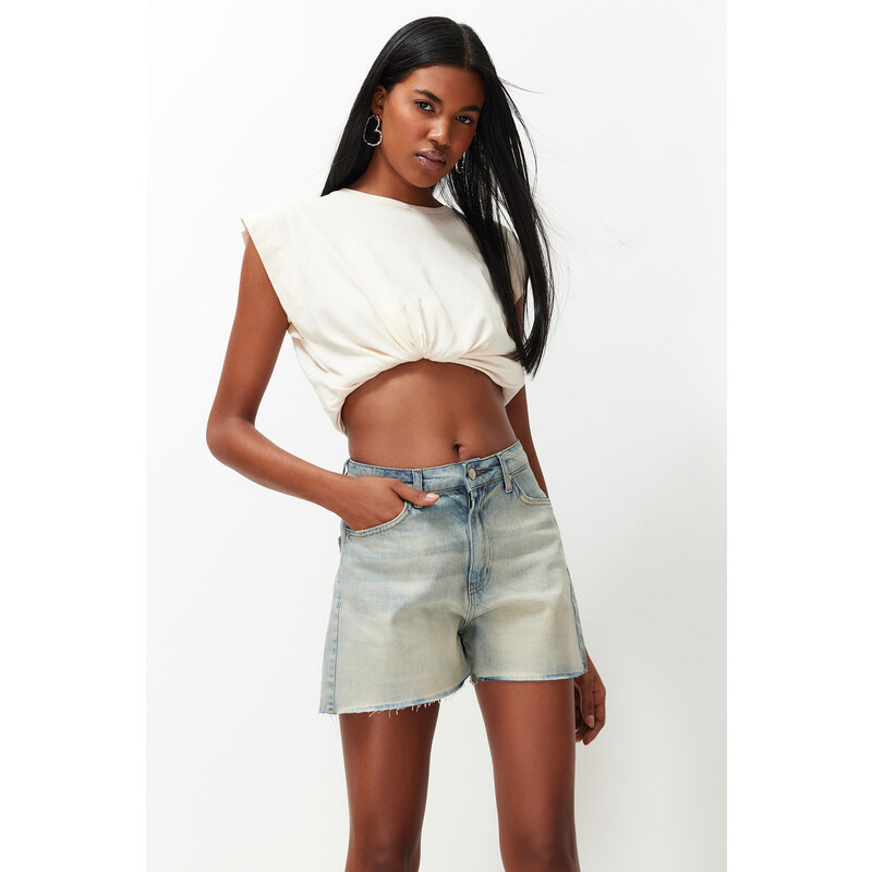 Trendyol Blue Wash Effect Denim Shorts & Bermuda 115624515