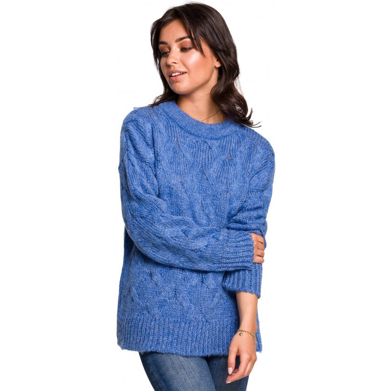 Pletený svetr modrý model 18002257 - BeWear