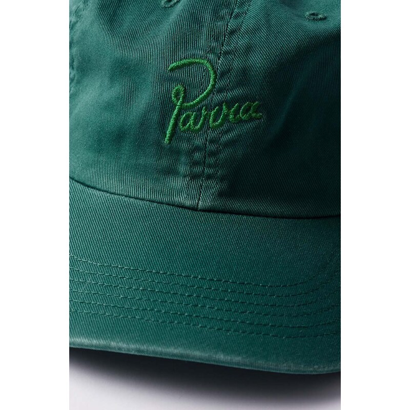 Bavlněná baseballová čepice by Parra Script Logo 6 Panel Hat zelená barva, 51272