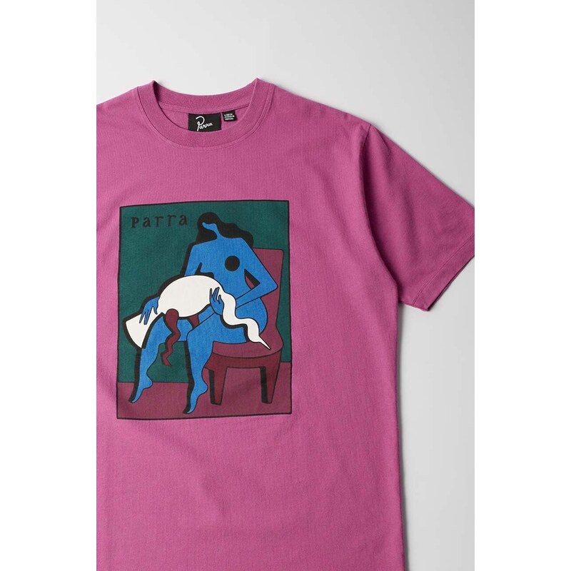 Bavlněné tričko by Parra My Dear Swan růžová barva, s potiskem, 51200
