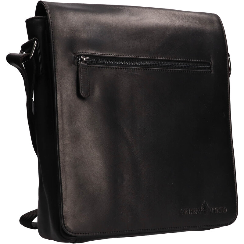 Pánská kožená taška přes rameno Greenwood Lowan - černá