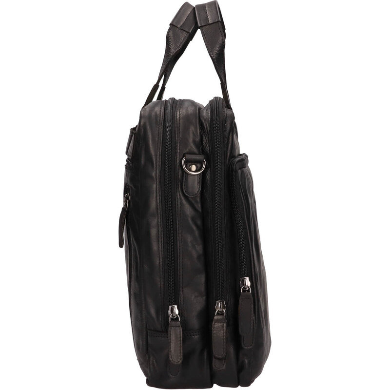 Pánská kožená taška na notebook Greenwood Kamil - černá