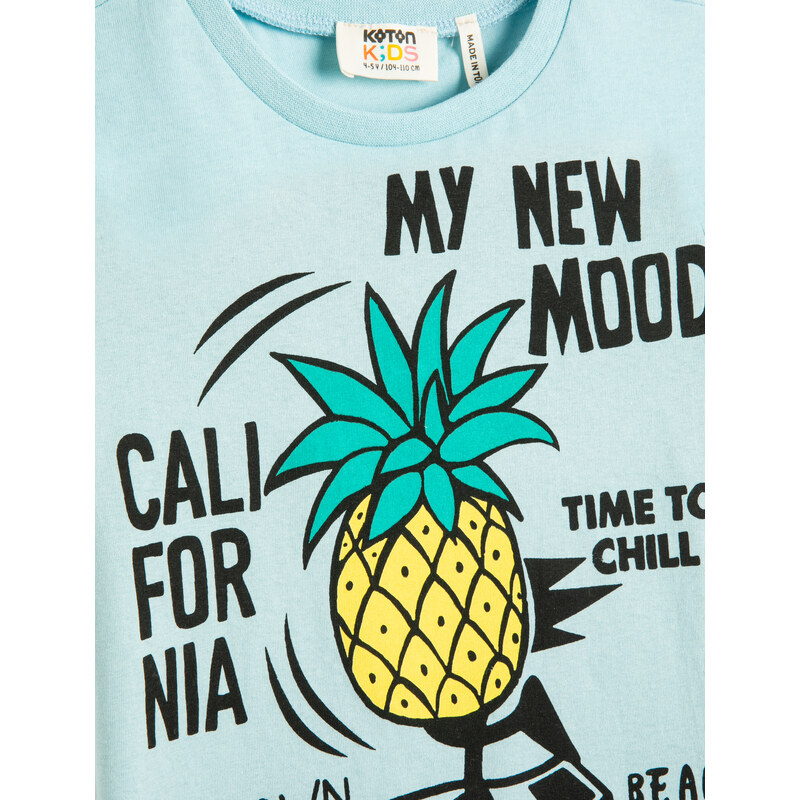Koton Pineapple Printed T-Shirt Short Sleeved Crew Neck Cotton
