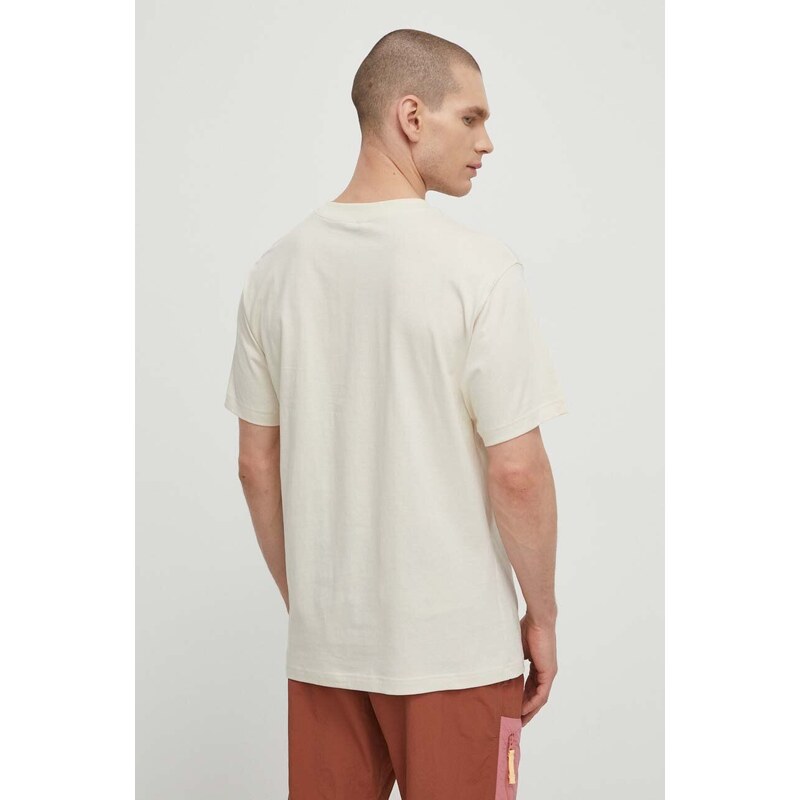 Bavlněné tričko New Balance MT41559LIN béžová barva, s aplikací, MT41559LIN