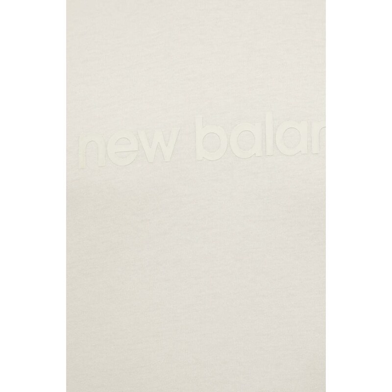 Bavlněné tričko New Balance MT41559LIN béžová barva, s aplikací, MT41559LIN