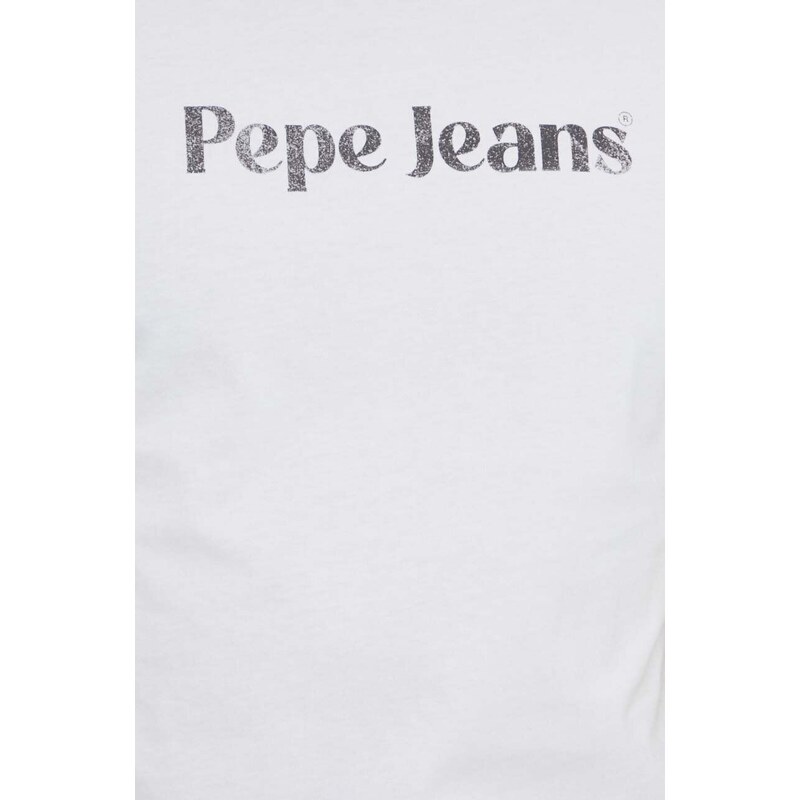 Bavlněné tričko Pepe Jeans CLIFTON bílá barva, s potiskem, PM509374