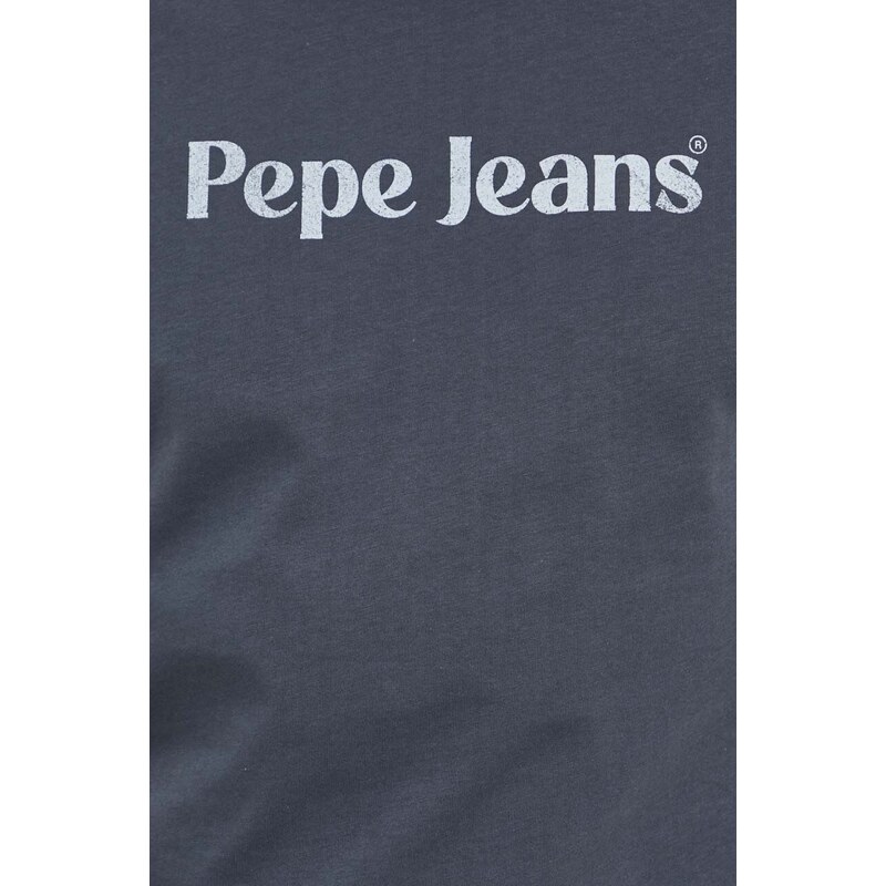 Bavlněné tričko Pepe Jeans CLIFTON šedá barva, s potiskem, PM509374