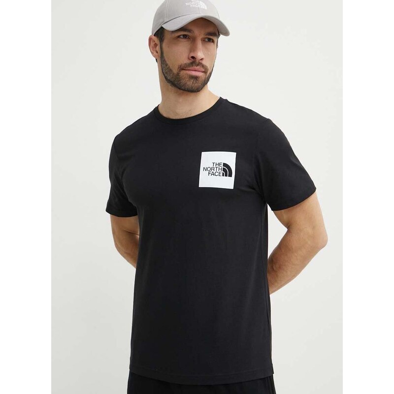 Bavlněné tričko The North Face M S/S Fine Tee černá barva, s potiskem, NF0A87NDJK31