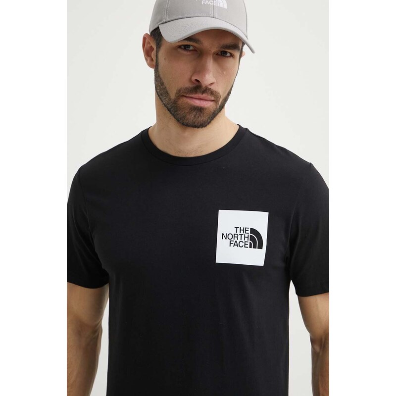 Bavlněné tričko The North Face M S/S Fine Tee černá barva, s potiskem, NF0A87NDJK31