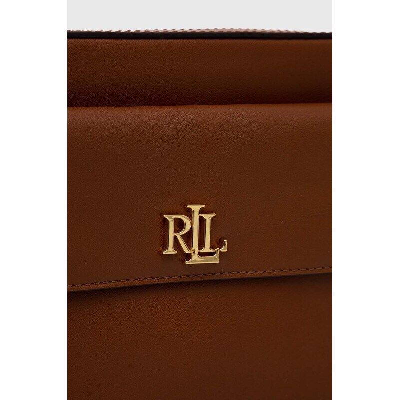 Kožená kabelka Lauren Ralph Lauren hnědá barva, 431926645