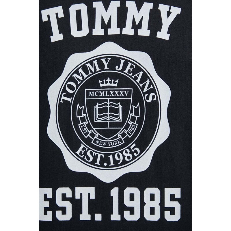 Bavlněné tričko Tommy Jeans černá barva, s potiskem, DM0DM18560