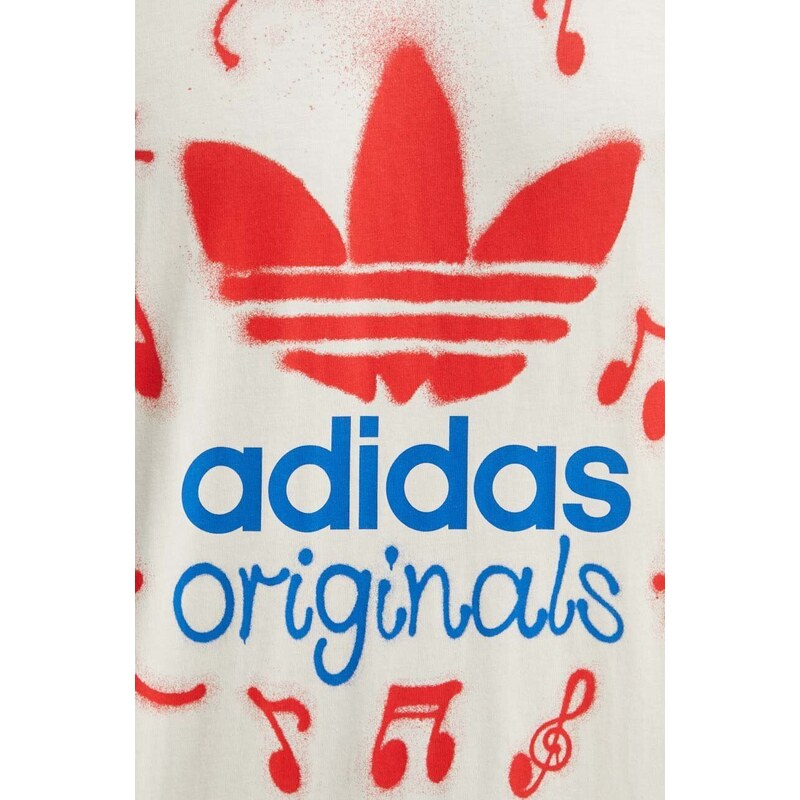 Bavlněné tričko adidas Originals béžová barva, s potiskem, IS2895