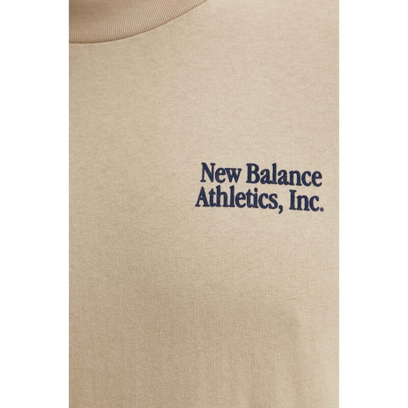 Bavlněné tričko New Balance MT41588SOT béžová barva, s aplikací, MT41588SOT