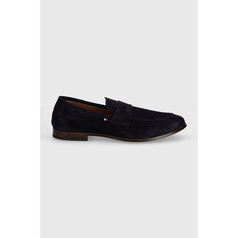 Semišové mokasíny Tommy Hilfiger CASUAL LIGHT FLEXIBLE SDE LOAFER pánské, tmavomodrá barva, FM0FM04988