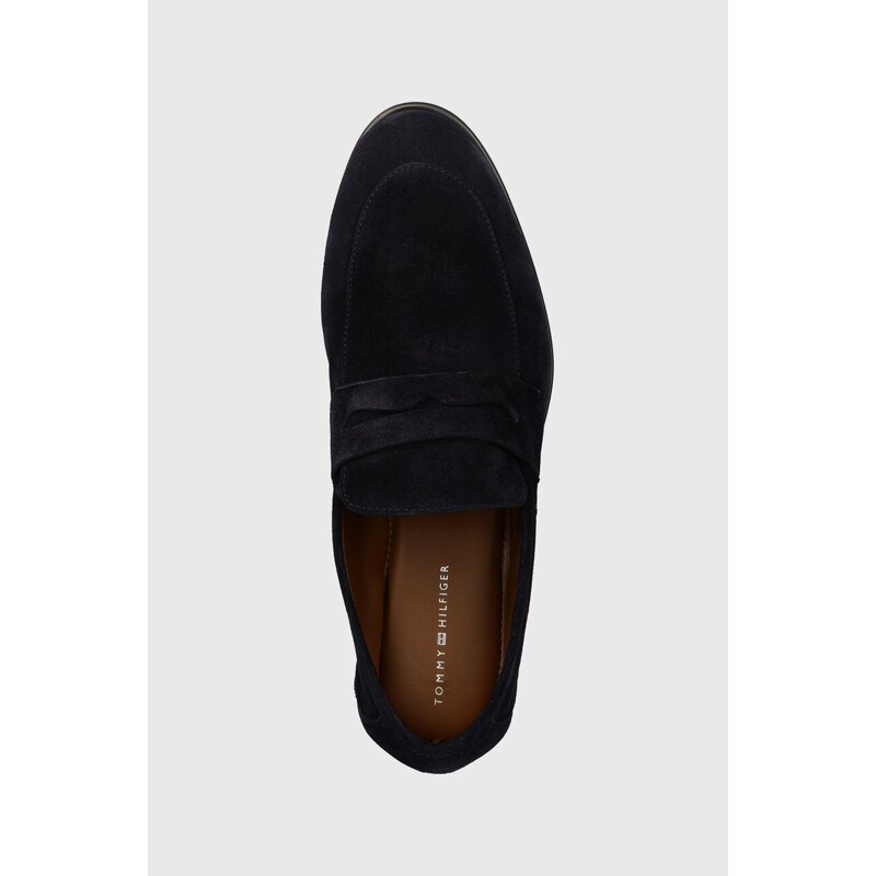 Semišové mokasíny Tommy Hilfiger CASUAL LIGHT FLEXIBLE SDE LOAFER pánské, tmavomodrá barva, FM0FM04988