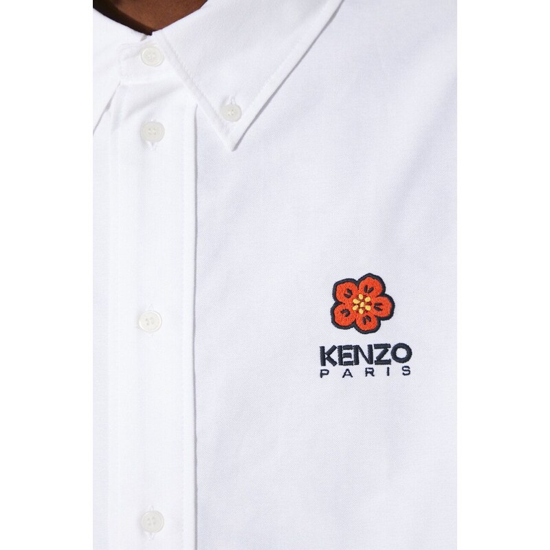 Bavlněná košile Kenzo Boke Flower Crest Casual Shirt bílá barva, regular, s límečkem button-down, FD55CH4109LO.01